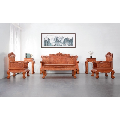 A0103 八宝如意沙发6件套 缅甸花梨