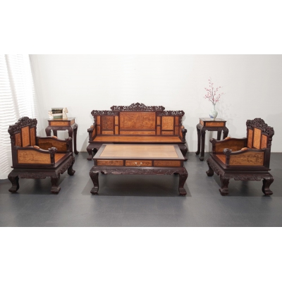 A0121+14 八宝如意沙发 柬酸+金丝楠