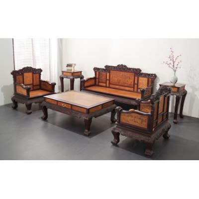 A0121+14 八宝如意沙发 柬酸+金丝楠