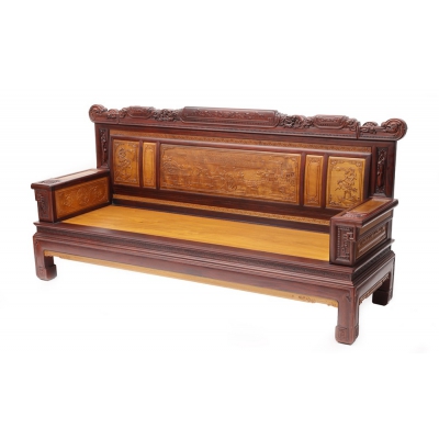 A0603 诗情画意沙发10件套 柬埔寨酸枝+金丝楠