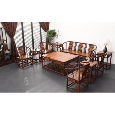 A1702+14-圈椅沙发-巴里黄檀+金丝楠