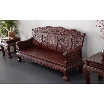 A2521 竹节沙发 柬埔寨酸枝 6件