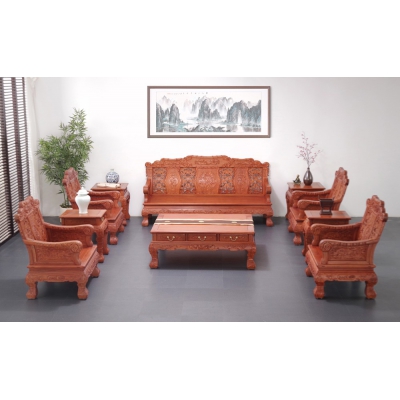 A2503 竹节沙发 缅甸花梨 10件