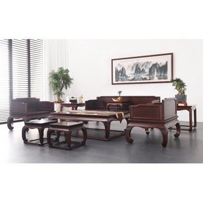 A4215-三围板弯脚沙发-染料紫檀