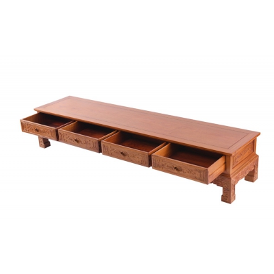 B0603 直腿四抽雕花电视柜  缅甸花梨