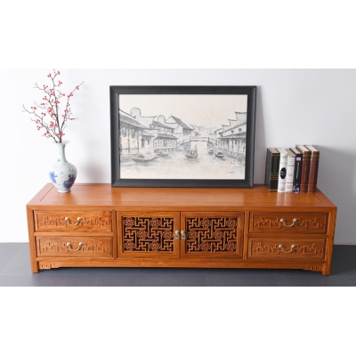 B0703 万字纹电视柜 缅甸花梨