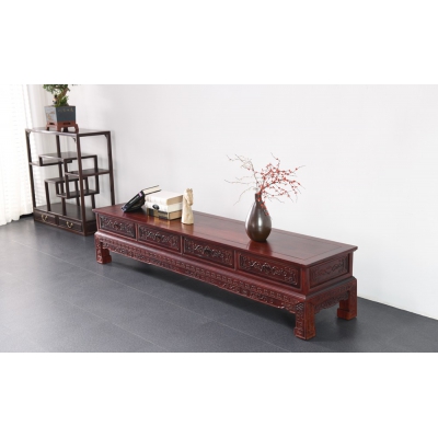 B0621 直腿雕花丝绸电视柜 柬埔寨酸枝