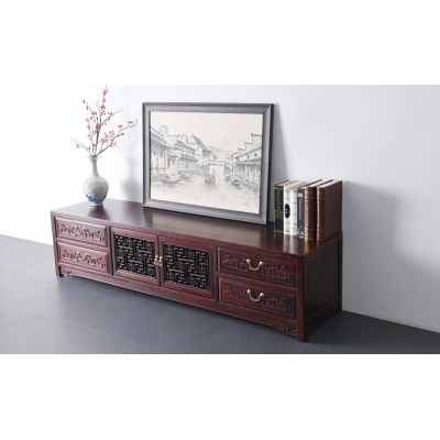 B0715 万字纹电视柜 染料紫檀