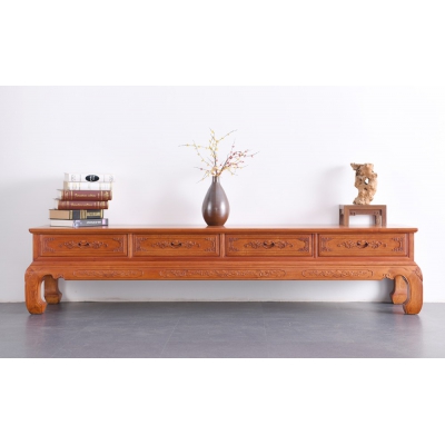 B1103 花开富贵电视柜 缅甸花梨