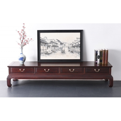 B1215 弯腿四面四抽电视柜 染料紫檀