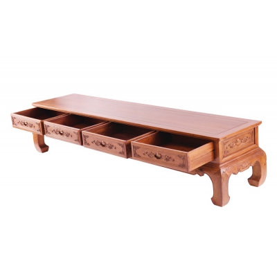 B1103 花开富贵电视柜 缅甸花梨