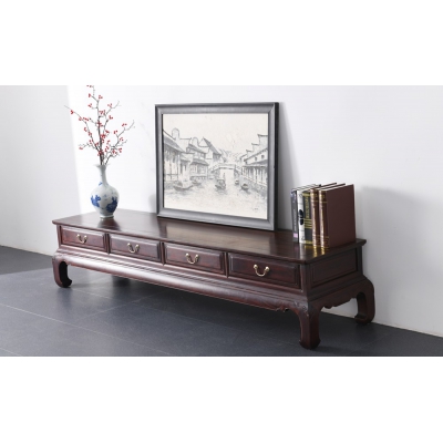 B1215 弯腿四面四抽电视柜 染料紫檀