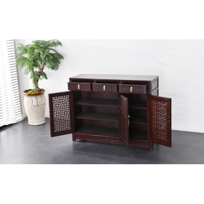 Q0415 三门鞋柜 染料紫檀