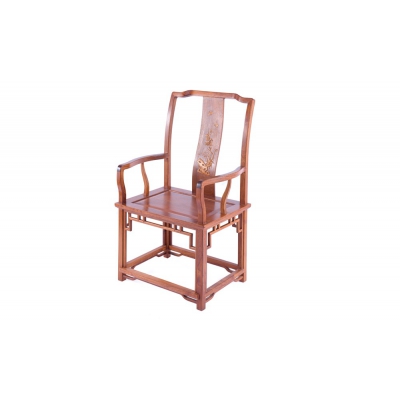 HK0303 镶黄杨官帽椅带几 缅甸花梨