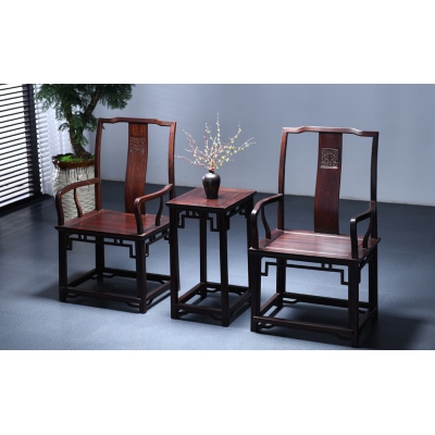 K2615-夔纹扶手官帽椅-染料紫檀