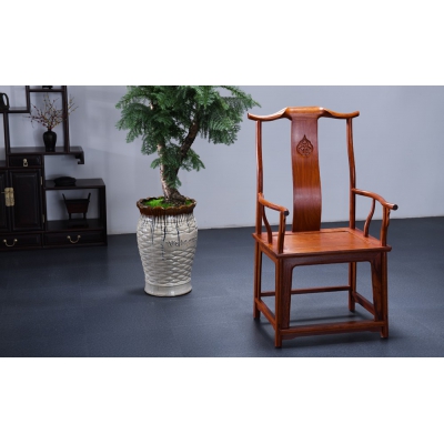 K3203 四出头官帽椅（单件） 缅甸花梨