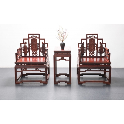 K3402-宝座椅带几-巴里黄檀