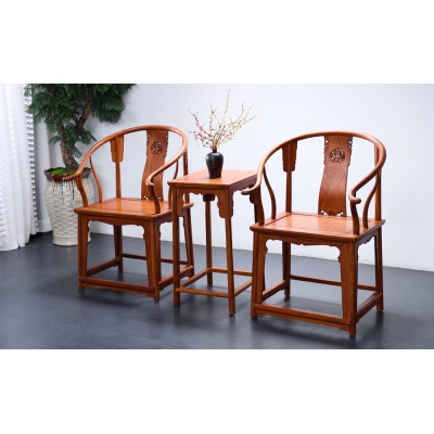 K5003 背雕麒麟圈椅带几 缅甸花梨