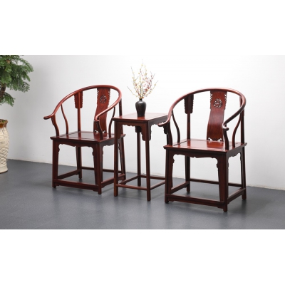 K5002-背雕麒麟圈椅带几-巴里黄檀