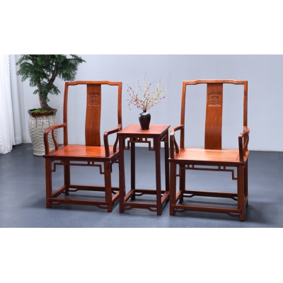 K5303-回纹扶手官帽椅带几-缅花