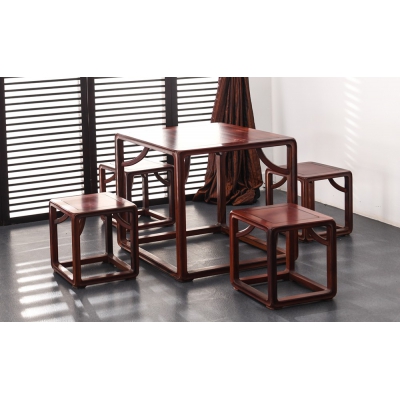 E0502 明式霸王枨方桌 巴里黄檀