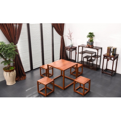 E0503-明式霸王枨方桌-缅花