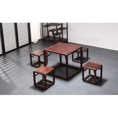 E0501-明式霸王枨方桌-大红酸枝