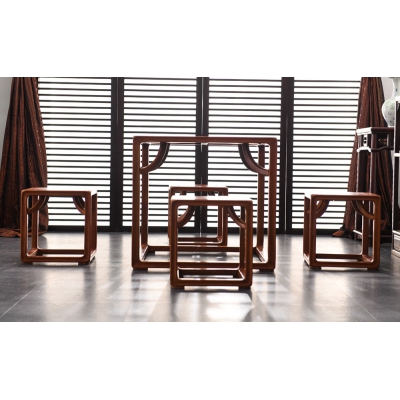 E0503-明式霸王枨方桌-缅花