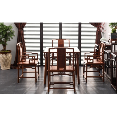 E4303-苏式南官帽椅配方桌-缅花