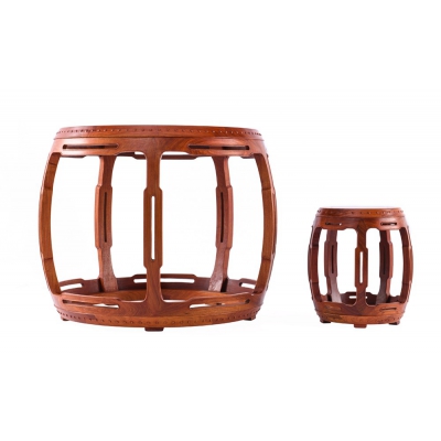 E1203 五开光圆台带凳 缅甸花梨