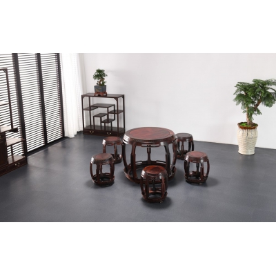 E1201-鼓形餐桌-大红酸枝