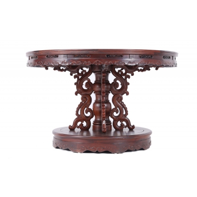 E1421+14 1.38M圆餐桌带椅 柬酸+金丝楠