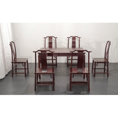 E0415 新明式霸王枨餐桌 染料紫檀