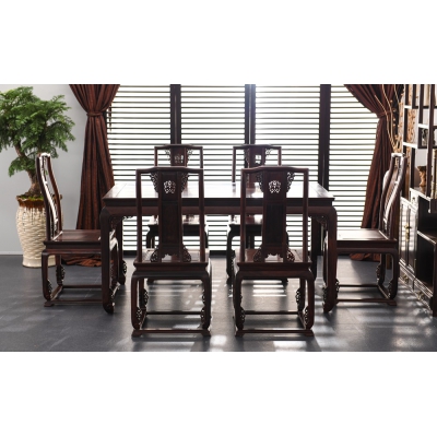 E0215-如意腿餐桌--染料紫檀