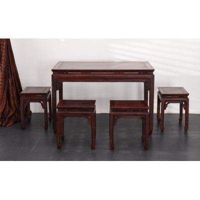 E0815 马蹄足长方桌 染料紫檀