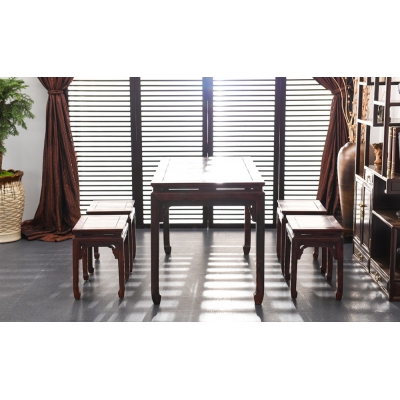 E0815 马蹄足长方桌 染料紫檀