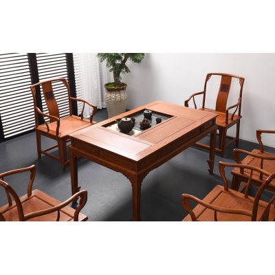 H0103 如意腿茶台 缅甸花梨