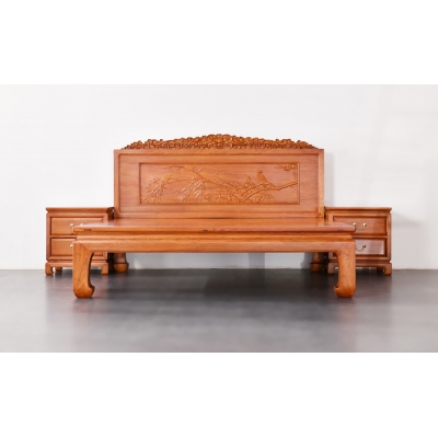 L0103 雕花床 缅甸花梨