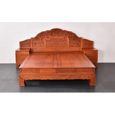 L1603 福禄寿大床  缅甸花梨