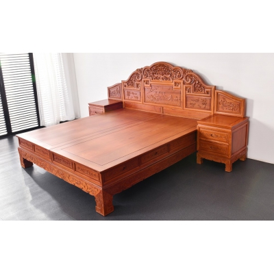 L1603 福禄寿大床  缅甸花梨