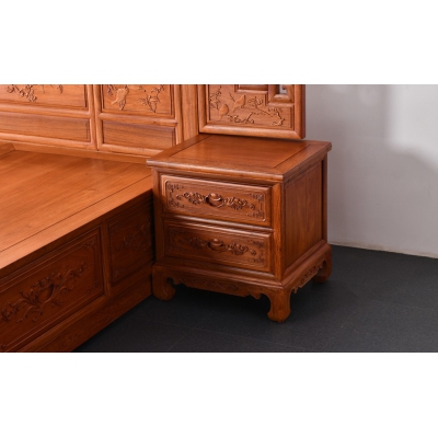 L4203 檀雕花鸟大床（雕花） 缅甸花梨