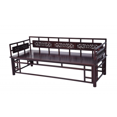 N1115-圆腿雕花罗汉床-染料紫檀_