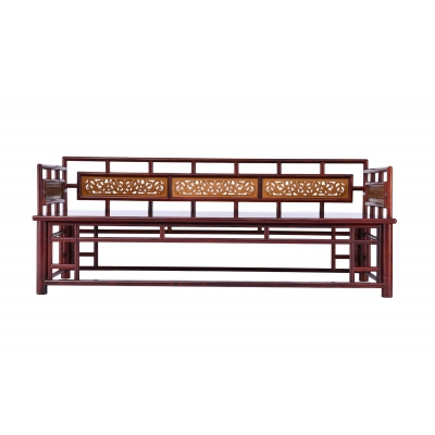 N1102 圆腿雕花罗汉床 巴里黄檀+金丝楠