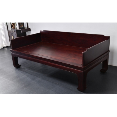 N1215-明式马蹄三围罗汉床-染料紫檀