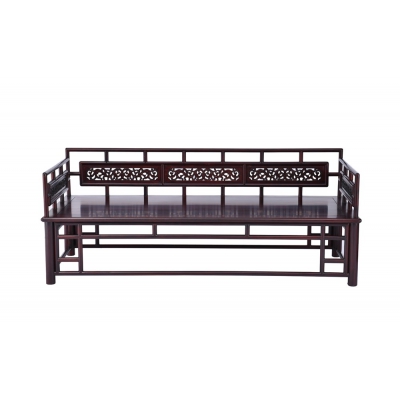 N1115-圆腿雕花罗汉床-染料紫檀_