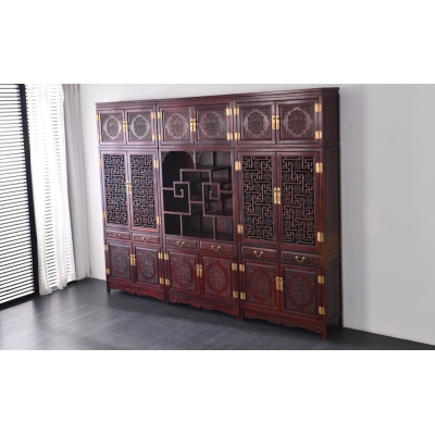 J1302 万字纹博古书柜 巴里黄檀