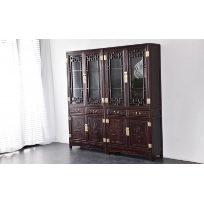 J0115 琴棋书画书柜 染料紫檀