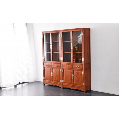 J1603 二抽四门书柜 缅甸花梨