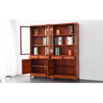 J1603 二抽四门书柜 缅甸花梨