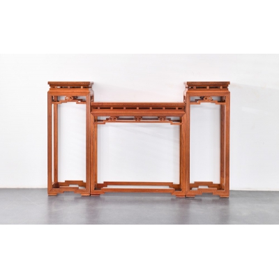 F1603 雕花条桌 缅甸花梨